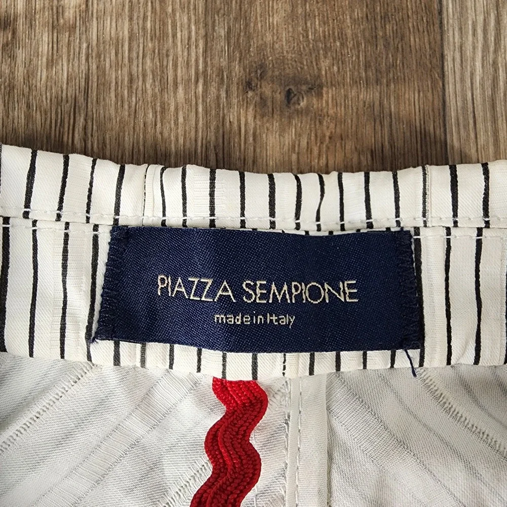 Piazza Sempione Womens Striped Single Button Blazer Jacket Cream Black - Picture 2 of 7